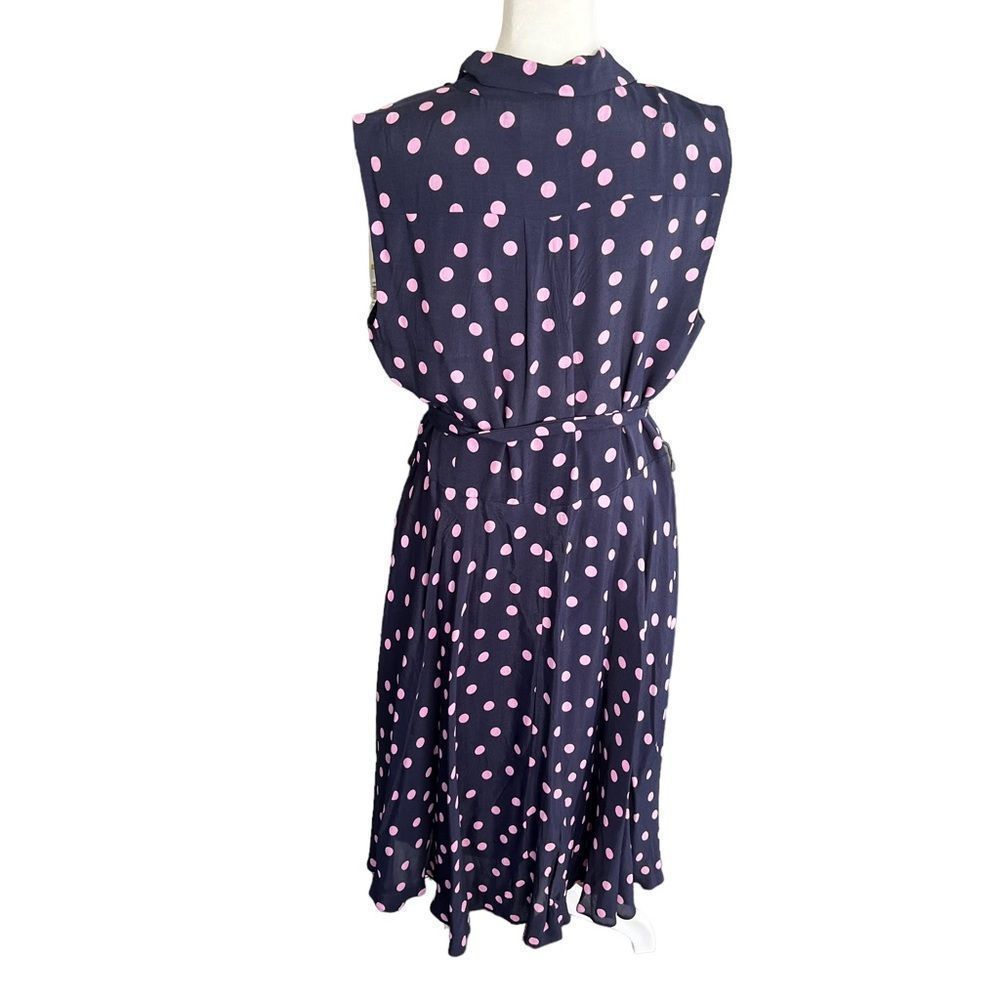 Hobbs London Polka Dot Midi Dress - Navy with Pink Dots US 10 - Picture 5 of 9